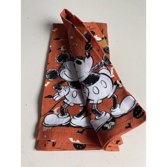 2 Pack Disney Mickey Mouse Halloween Kitchen Towels Jack O Lantern Witch Hat NEW - Picture 7 of 12